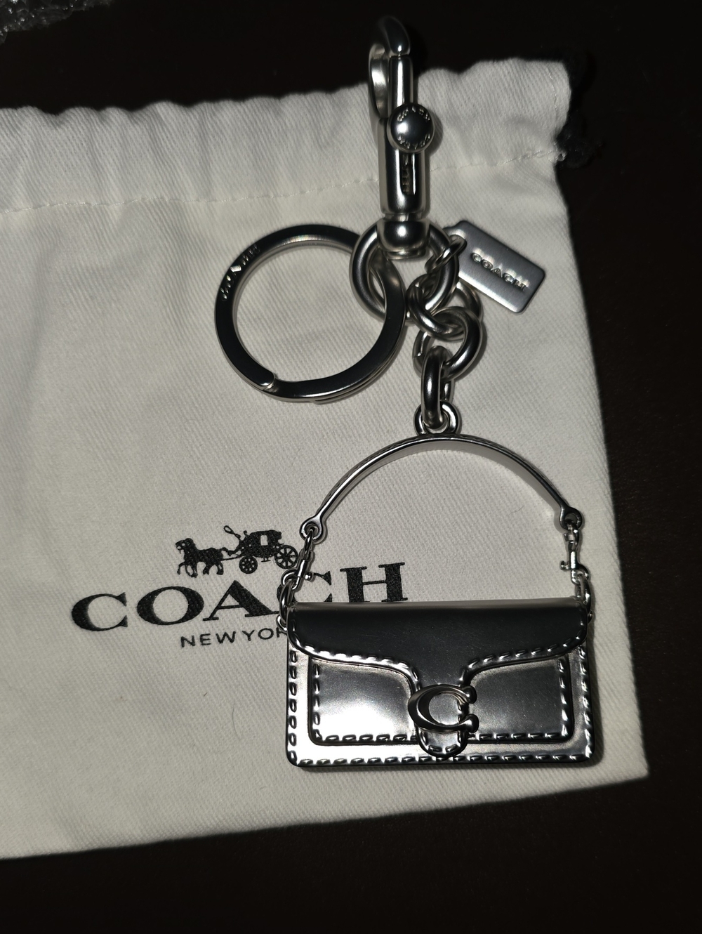 Coach Silver Tabby Mini Purse Keychain Charm Nwot W/ Dusty